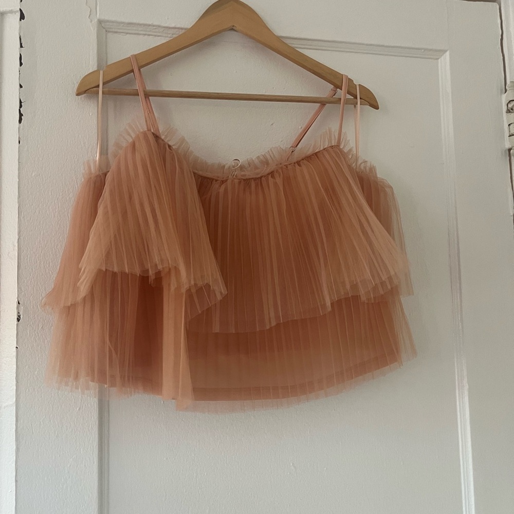 Anthropologie Peach Layered Crop Top